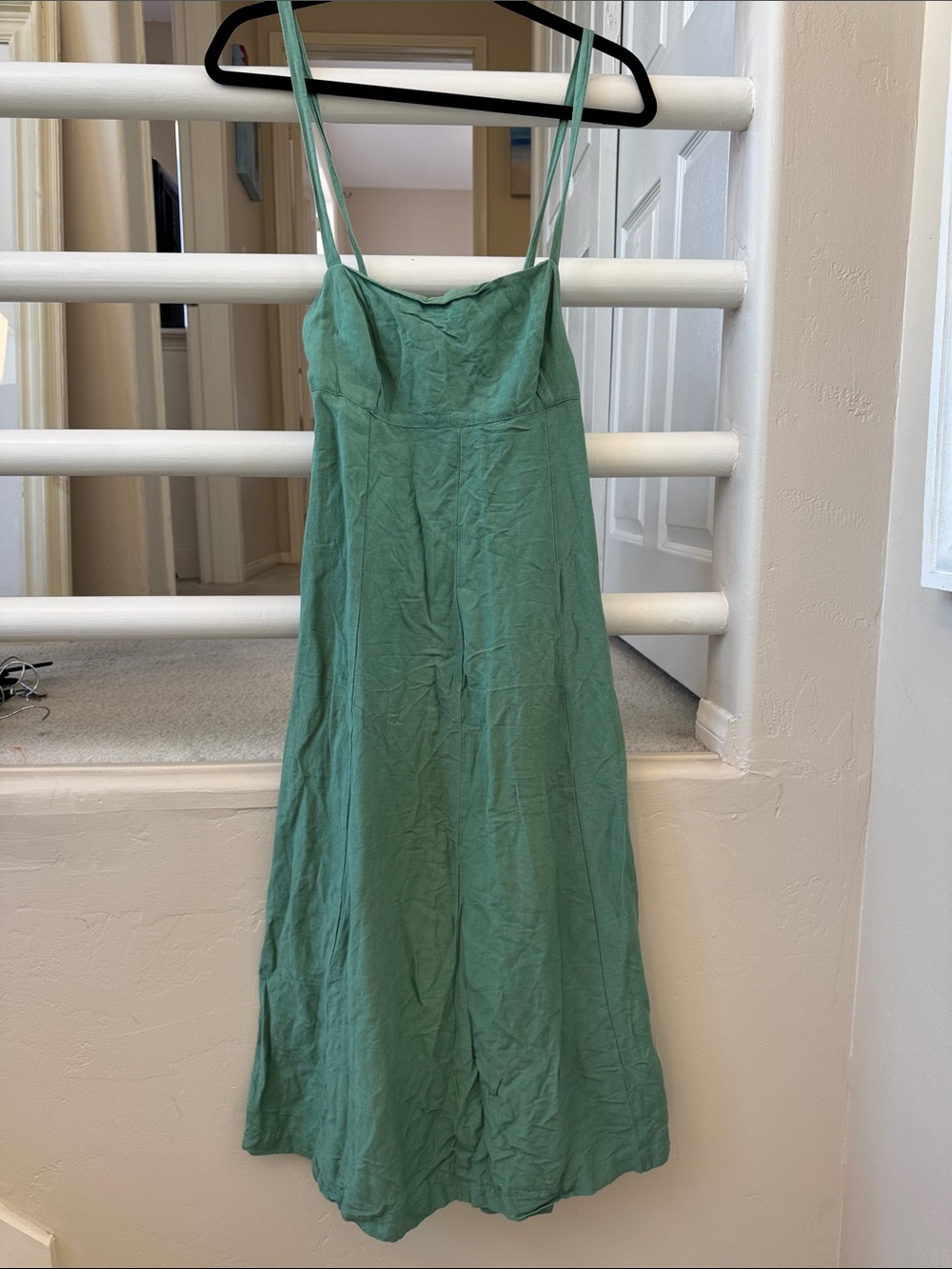 Madewell Trellis Green Tie Back Camden Green Spaghetti-Strap Maxi Dress